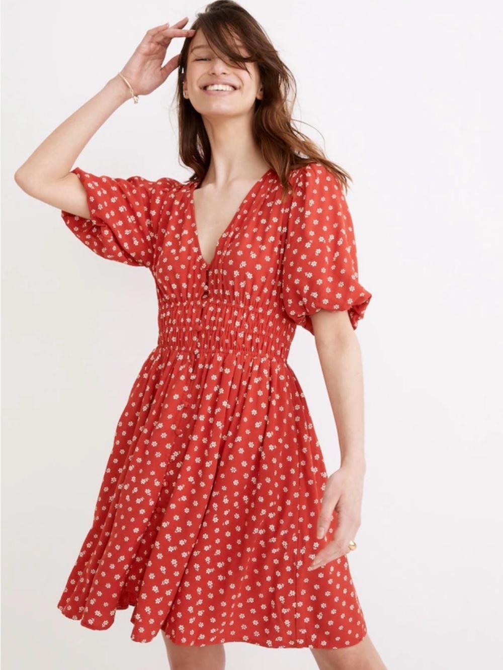 Madewell Sophia Mini Dress in Bandana Red